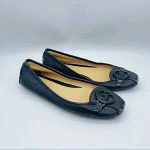 Michael Kors Black Leather Lillie Moccasin Ballet Flats